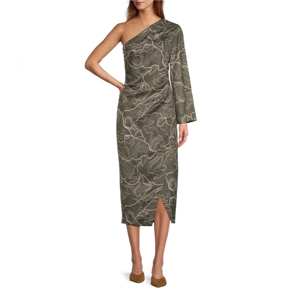 Antonio Melani x Elizabeth Damrich Monroe One Shoulder Satin Midi Dress NWT